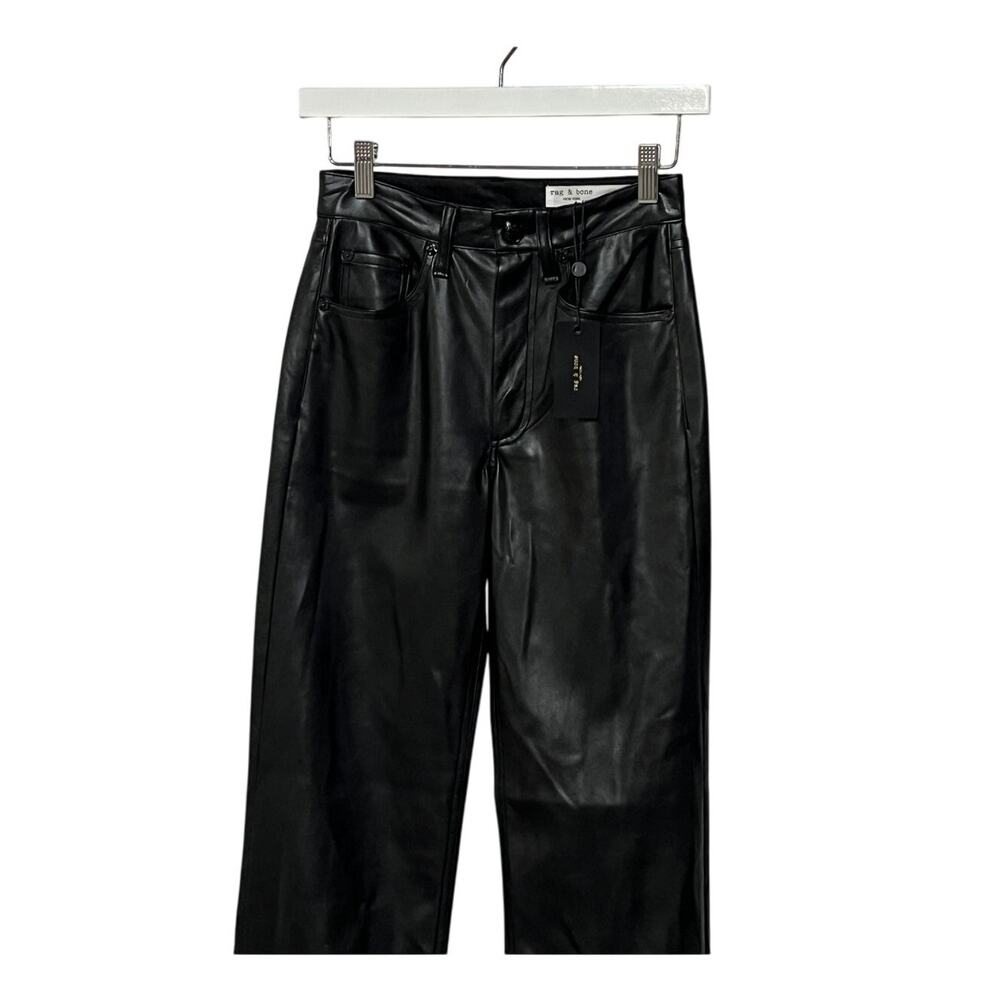 RAG & BONE HARLOW FAUX LEATHER STRAIGHT PANTS BLACK SIZE 23 - Picture 8 of 15